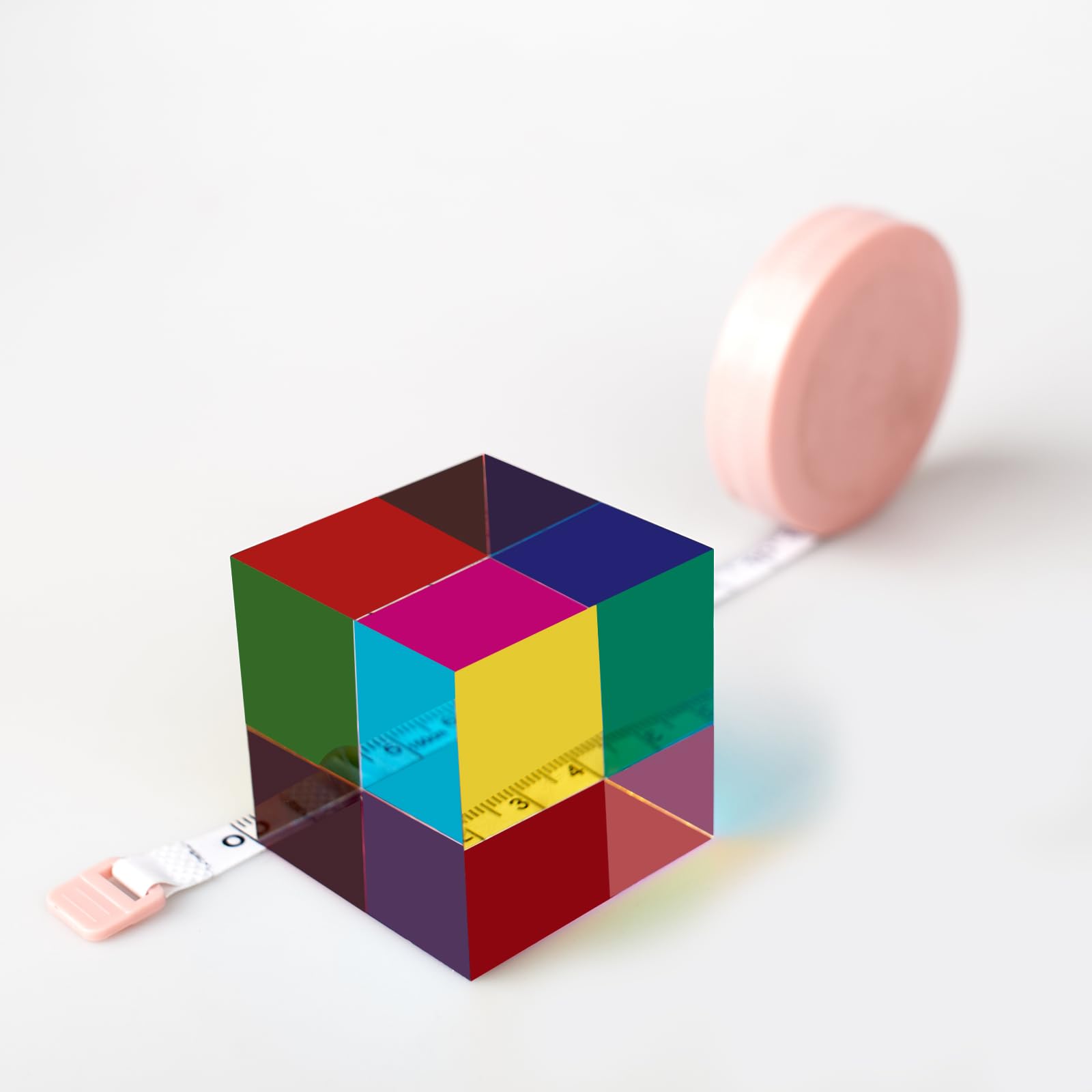 Original Optical Color Cube (40mm) - CMY Subtractive Color Mixing Acrylic Cube for Sensory Play, Desk Decor, and Science Learning