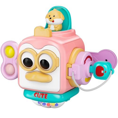 OSIMILY Busy Cube for 1 Year Old Girl | Sensory Toy with 6 Activities | Fine Motor Skills Educational Gift for Toddlers 6-18 Months
