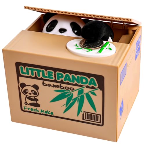 OSPNIEEK Panda Piggy Bank – Interactive Voice, Steals Coins, Holds 32-42 Coins