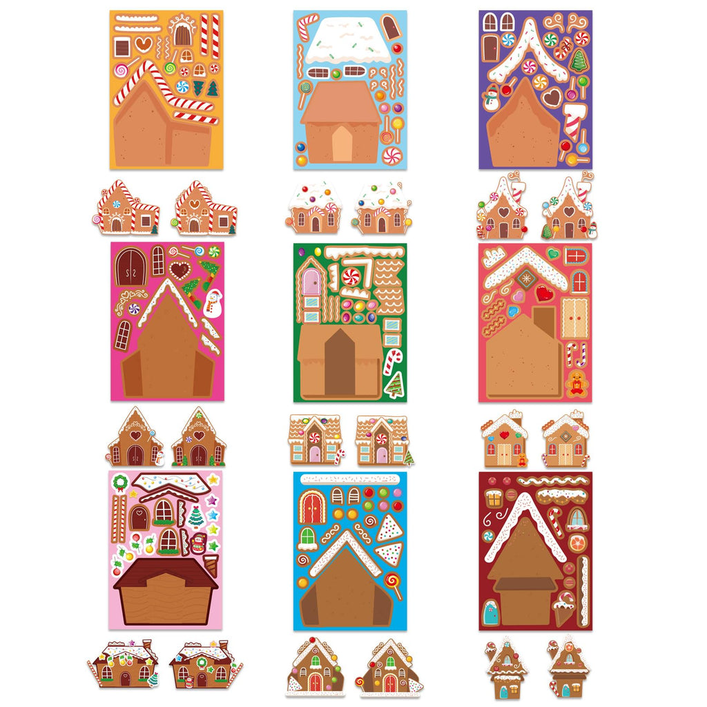 OTAITY 27 PCS Gingerbread House Stickers - DIY Christmas Craft for Kids - Waterproof Vinyl Stickers for Gift Wrap, Scrapbooking, and Party Decor