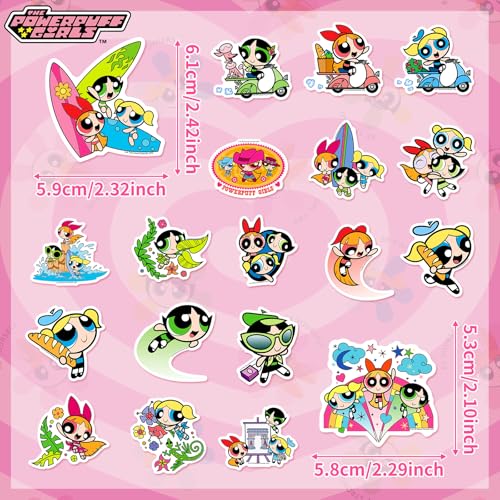 OtRainbow 100-Piece Powerpuff Girls Sticker Pack – Blossom, Bubbles, Buttercup Official Vinyl Decals