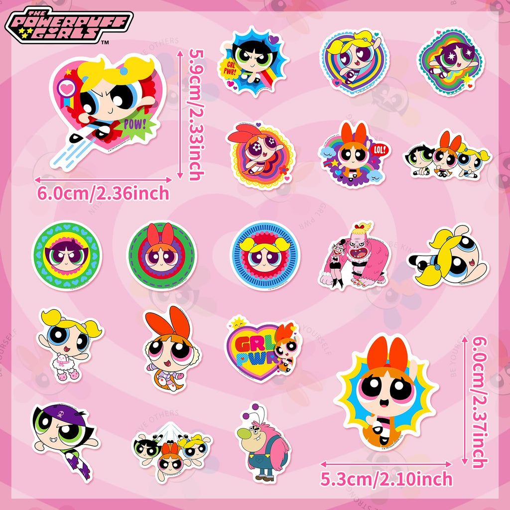 OtRainbow 100-Piece Powerpuff Girls Sticker Pack – Blossom, Bubbles, Buttercup Official Vinyl Decals
