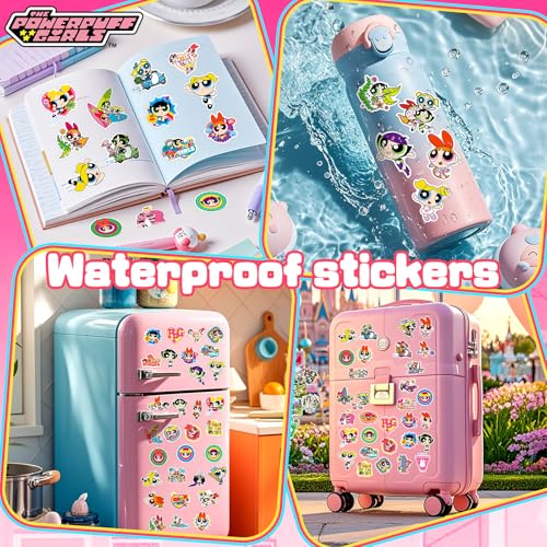 OtRainbow 100-Piece Powerpuff Girls Sticker Pack – Blossom, Bubbles, Buttercup Official Vinyl Decals