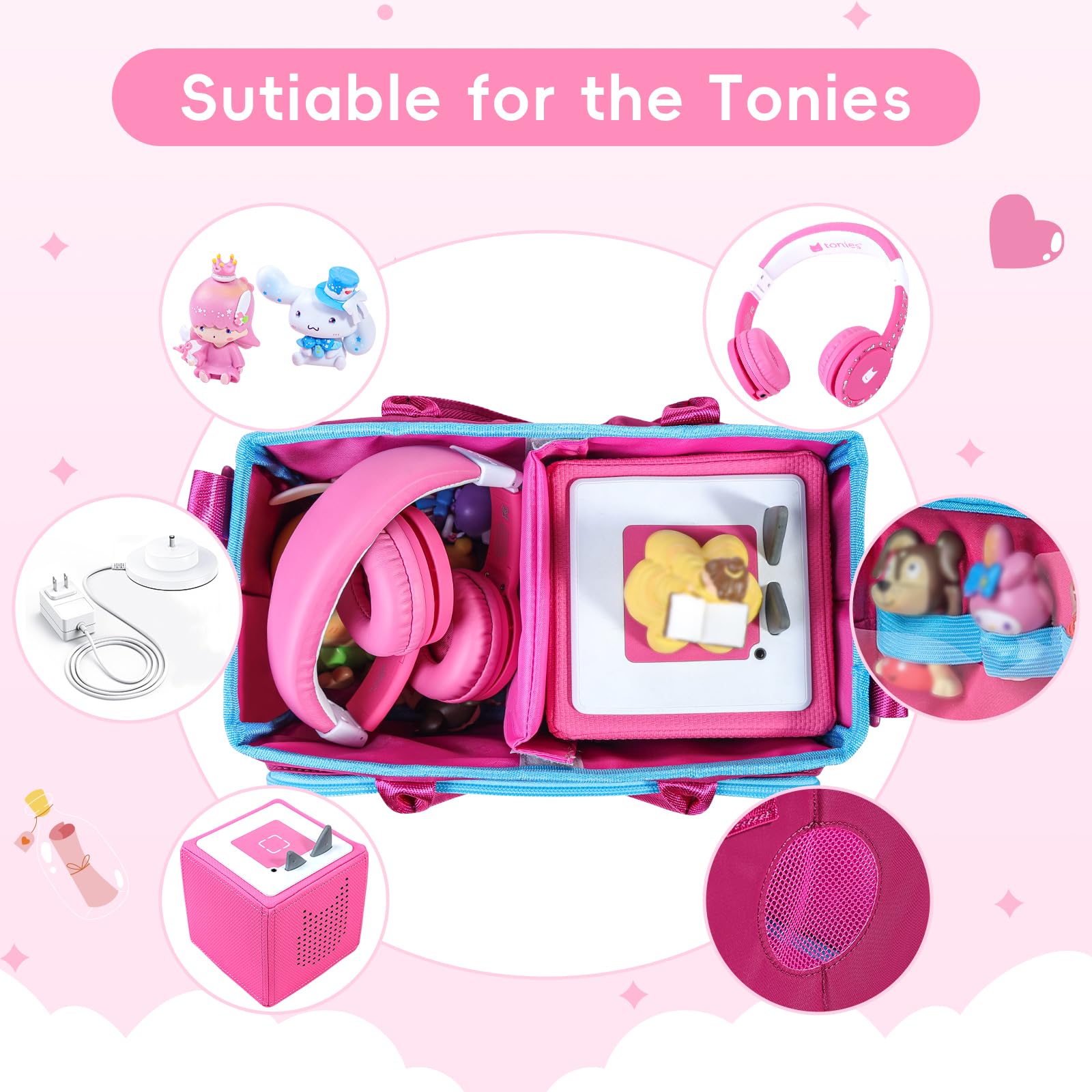 Ottkids Purple Toniebox Carrying Case with Shoulder Strap – Travel Organizer for Tonie Figures and Accessories