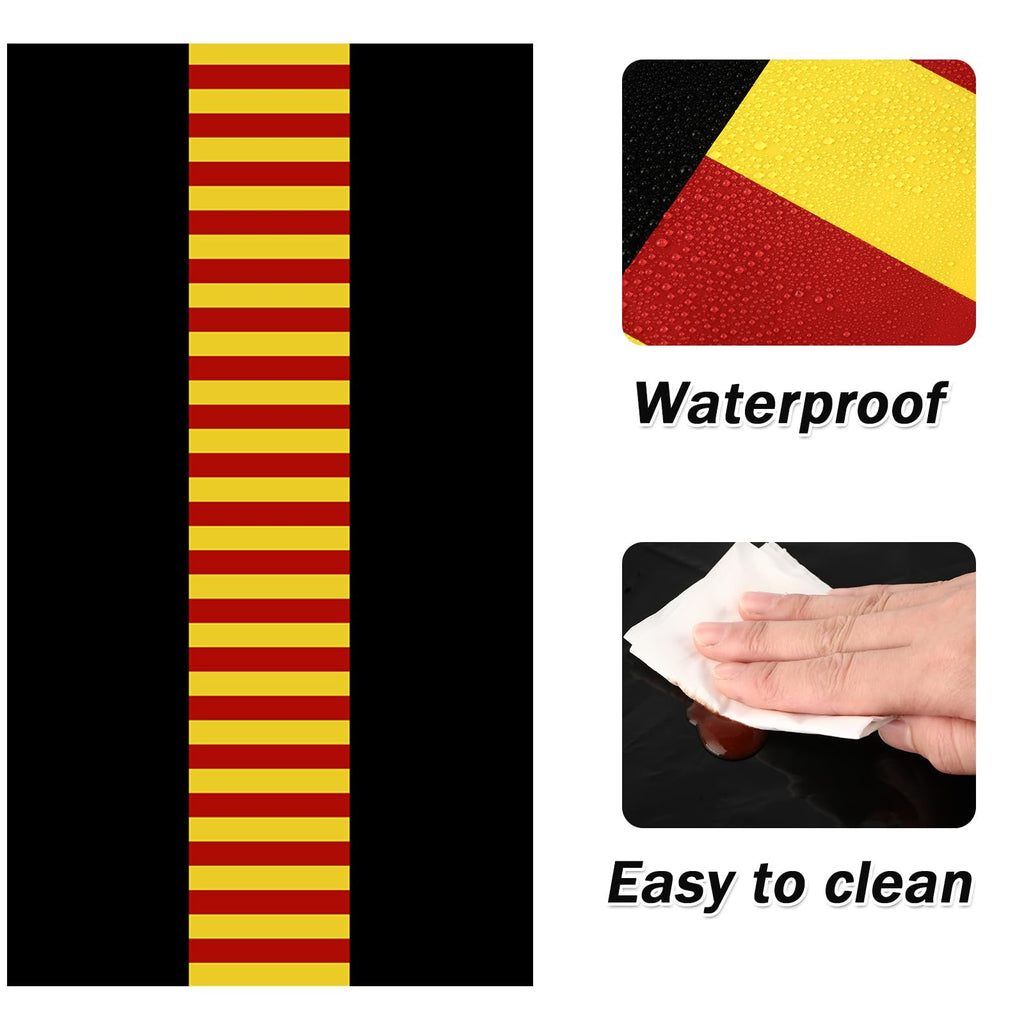 Oudain 3-Pack Wizard Tablecloth 54x108 Inches Plastic Black Red Gold Stripes for Halloween Birthday Party