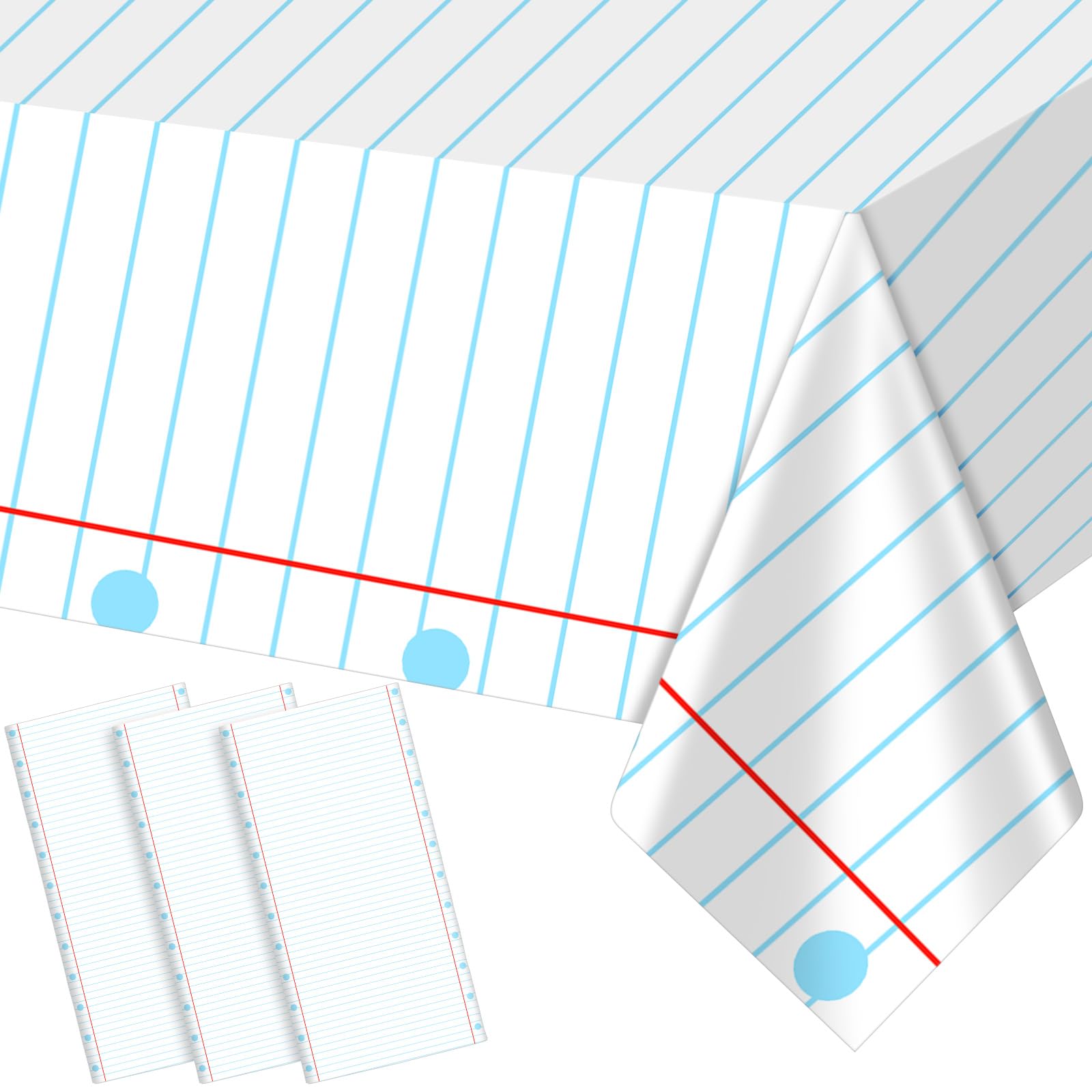 Oudain 4-Pack Notebook Themed Disposable Tablecloths 54x108 Inches Plastic Rectangular Table Covers for School Party Decorations
