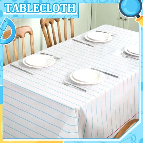 Oudain 4-Pack Notebook Themed Disposable Tablecloths 54x108 Inches Plastic Rectangular Table Covers for School Party Decorations