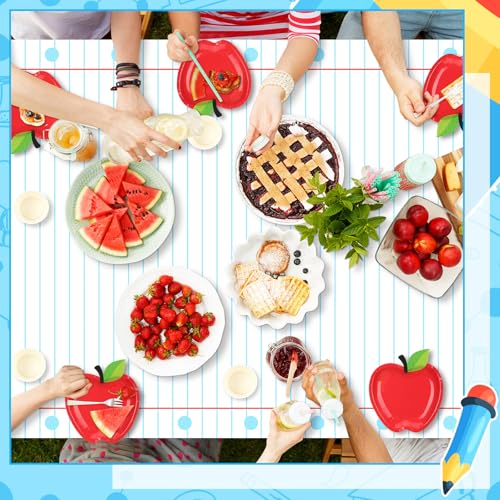 Oudain 4-Pack Notebook Themed Disposable Tablecloths 54x108 Inches Plastic Rectangular Table Covers for School Party Decorations