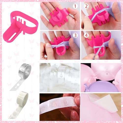 Ouddy Life 143-Piece Pink and Purple Butterfly Balloon Garland Arch Kit for Baby Shower and Birthday Party Decorations