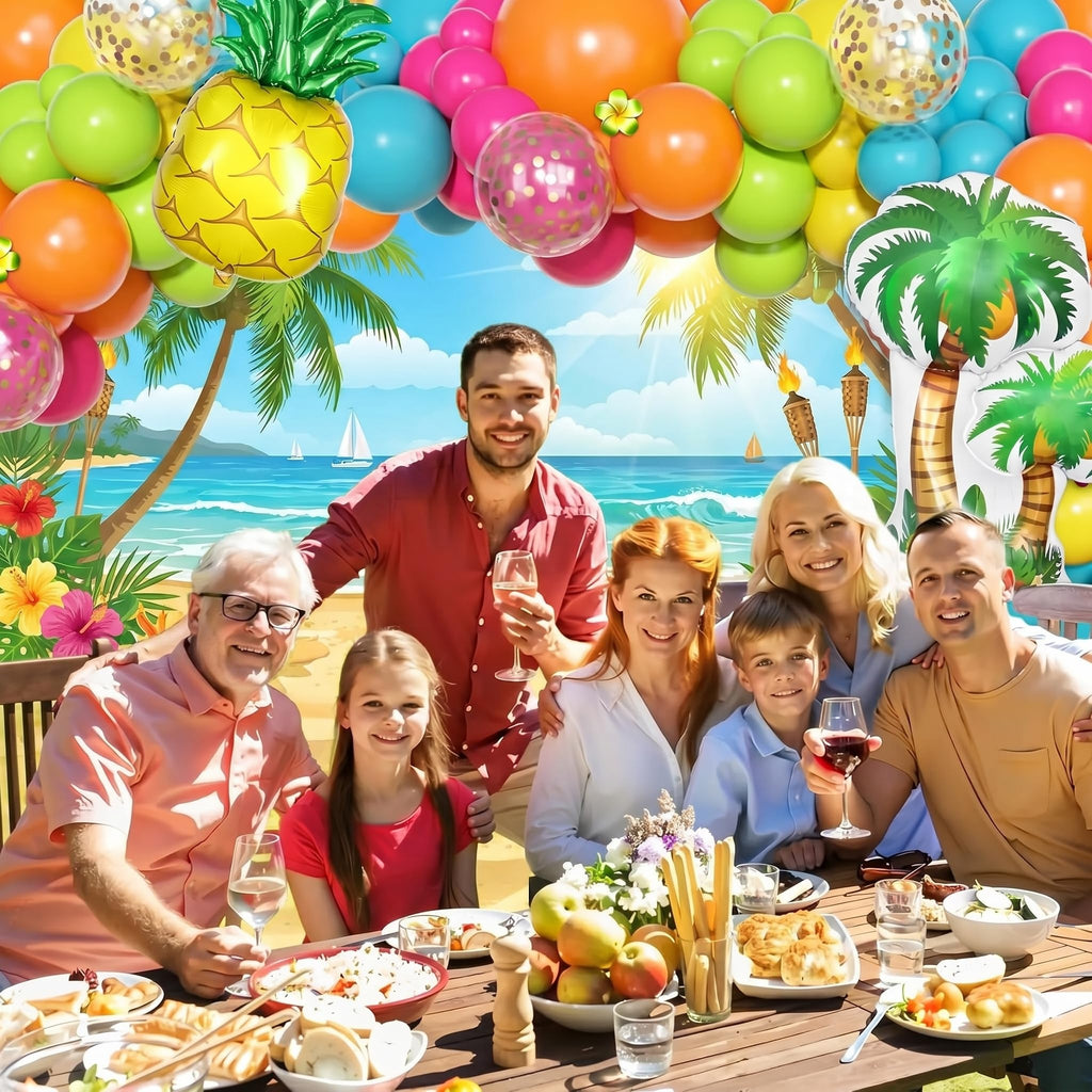 Ouddy Life 189-Piece Tropical Balloon Arch Garland Kit - Hawaiian Luau Summer Party Decor with Flamingo, Pineapple & Coconut Tree Balloons