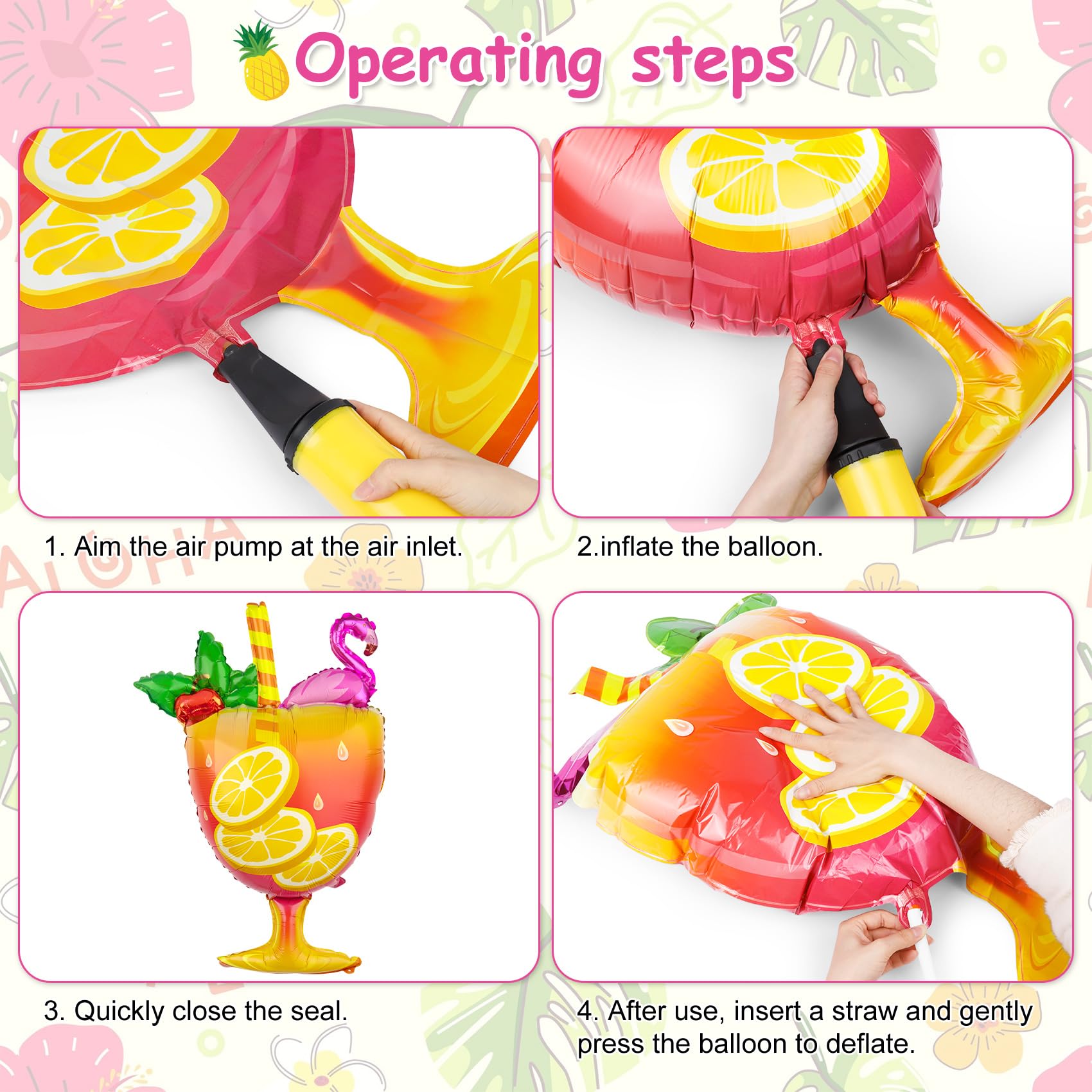 Ouddy Life 189-Piece Tropical Balloon Arch Garland Kit - Hawaiian Luau Summer Party Decor with Flamingo, Pineapple & Coconut Tree Balloons