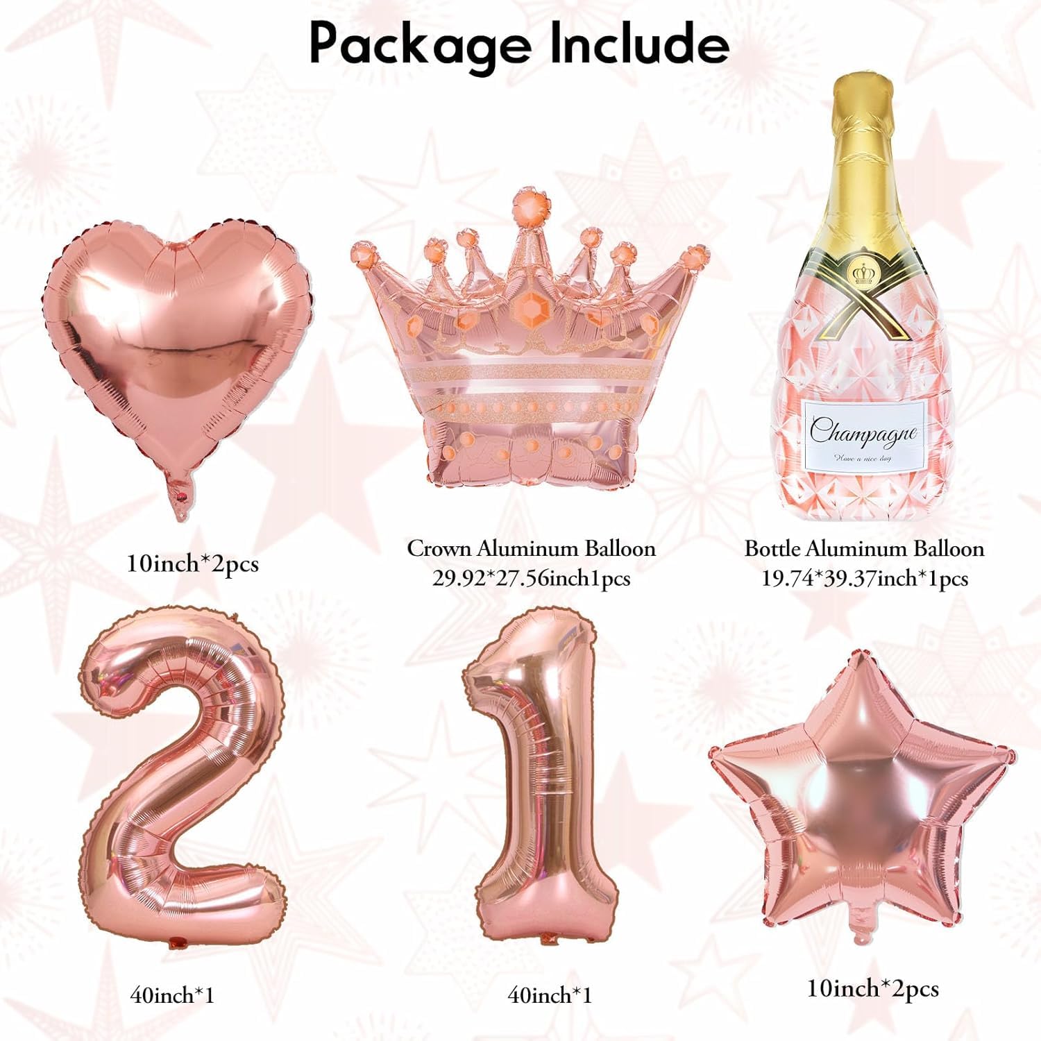 Ouddy Life Rose Gold 21st Birthday Decorations Kit - 78 Pieces with Butterfly Sticks and Balloons
