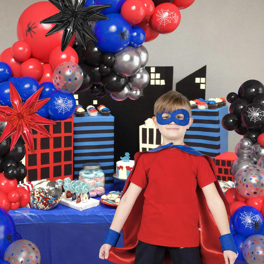 Ouddy Party 162-Piece Spider Theme Balloon Arch Garland Kit with Star Foil Balloons and Happy Birthday Banner for Boys, Kids, Baby Shower