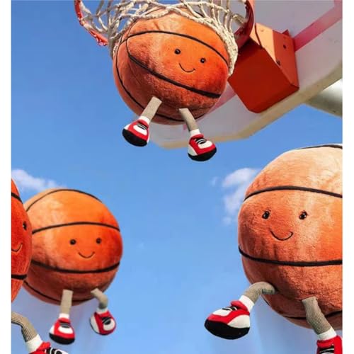 OUKEYI 11.8-Inch Basketball Plush Pillow – Soft Cute Face Football/Soccer Stuffed Toy for Sports Fans