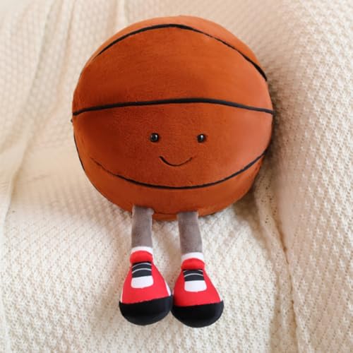 OUKEYI 11.8-Inch Basketball Plush Pillow – Soft Cute Face Football/Soccer Stuffed Toy for Sports Fans