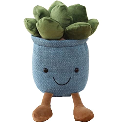 OUKEYI 9.8 Inch Succulent Plush Toy - Blue Flower Pot Stuffed Pillow for Kids