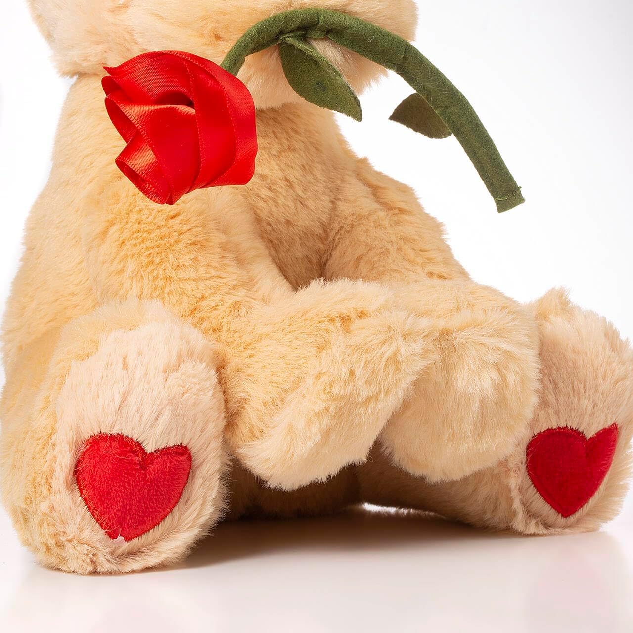 Oukiwi 10 Inch Valentine's Plush Bear Holding Heart with Rose - Soft Stuffed Animal Gift for Loved Ones