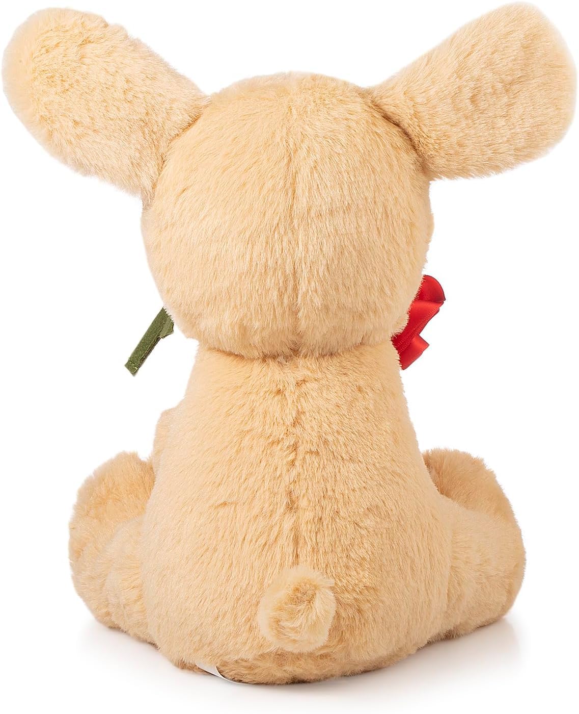 Oukiwi 10 Inch Valentine's Plush Bear Holding Heart with Rose - Soft Stuffed Animal Gift for Loved Ones