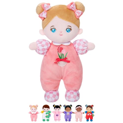 OUOZZZ Soft Baby Doll 10" Tulip Pink – Cuddly First Birthday Gift for 1 Year Old Girl