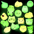 Outee 16-Pack Mini Mochi Animal Toys – Glow in the Dark Stress Relief Squishies for Kids Party Favors