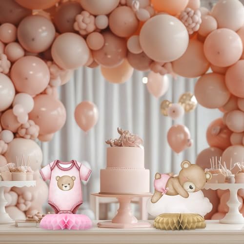 Outego Pink Bear Party Centerpiece Set - 12 Teddy Bear Table Toppers for Kids' Birthday & Baby Shower Decorations