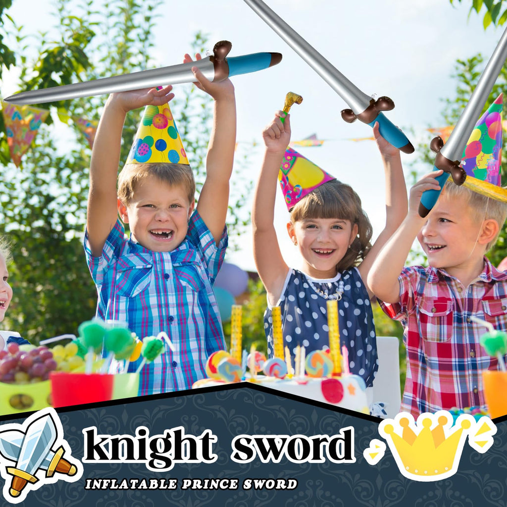 Outus 12-Pack Blue Inflatable Swords for Prince Party Favors, 24 Inch