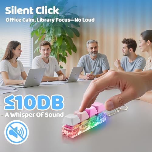 OUTXE 2 Pack Keyboard Fidget Toy – Light Up Clicky & Silent Keychain for Stress Relief and Focus