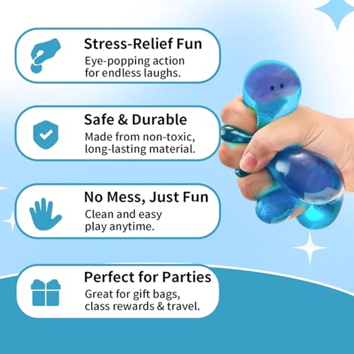 Ovemru Devil Fish Blue Slow-Rising Squishy Stress Cube with Glow-in-Dark Manta Ray - 5.5cm Maltose Filled Fidget Toy
