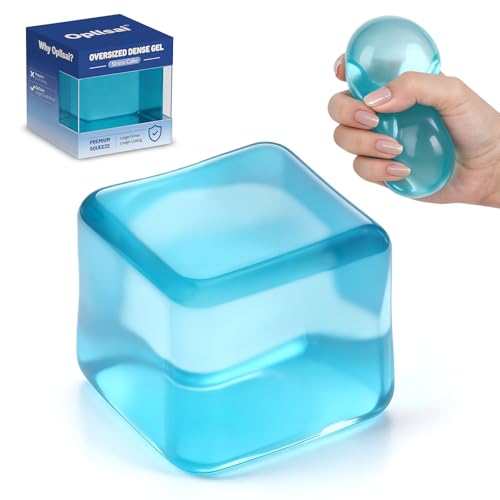 Oversized Stress Cube 2.55 Inches - Firm Dense Gel Fidget Toy with Slow Rise - Leak-Proof Design for Adults & Teens