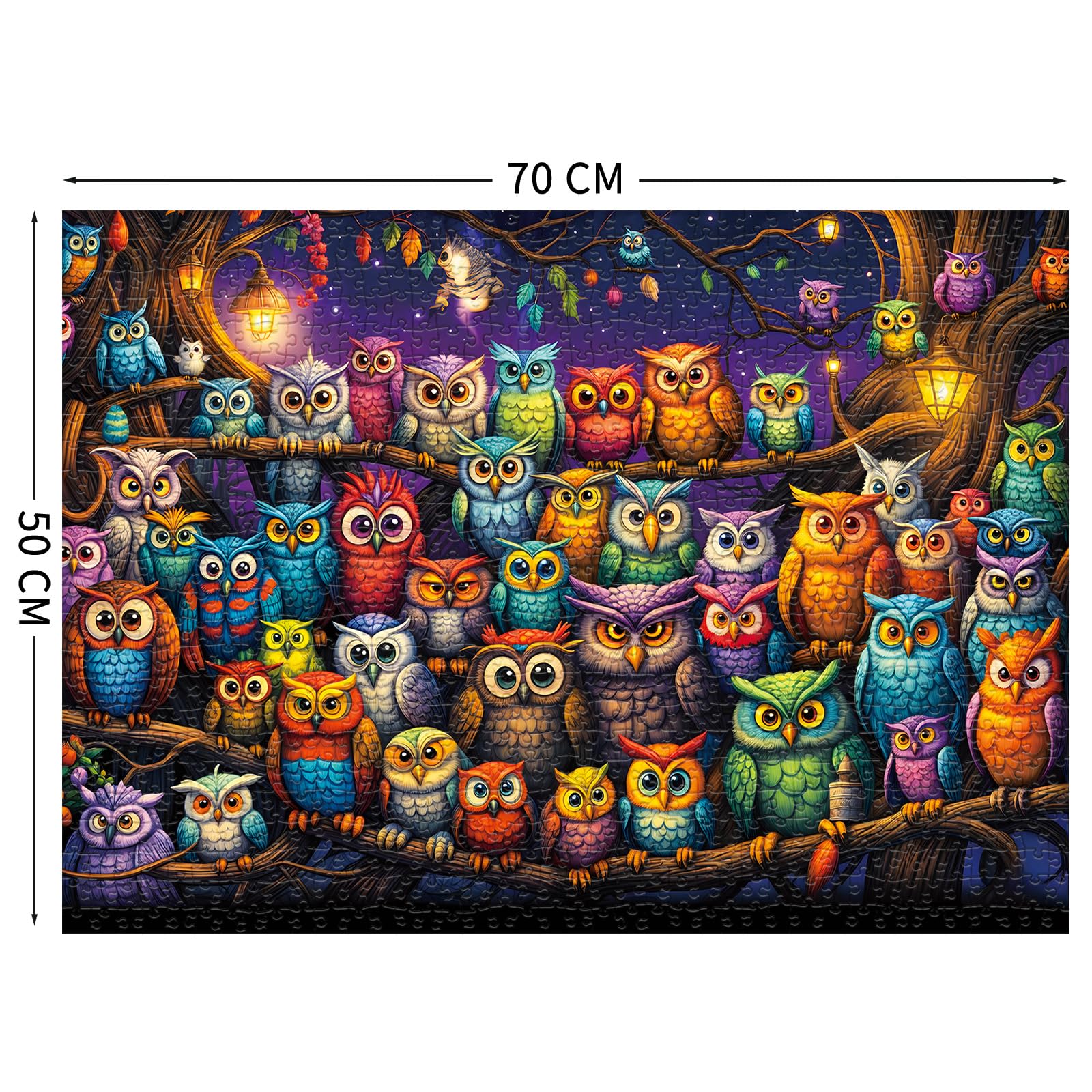 Owl Family 1000-Piece Jigsaw Puzzle with Letters on Back – Challenging Adult Puzzle by TangComplete (70 x 50 cm)