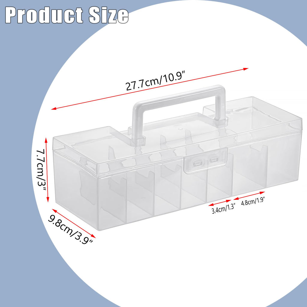 OwnMy Clear Plastic Trading Card Storage Box with Dividers - 11x4x3 Inch Portable Card Case for Sports, MTG, TCG Cards