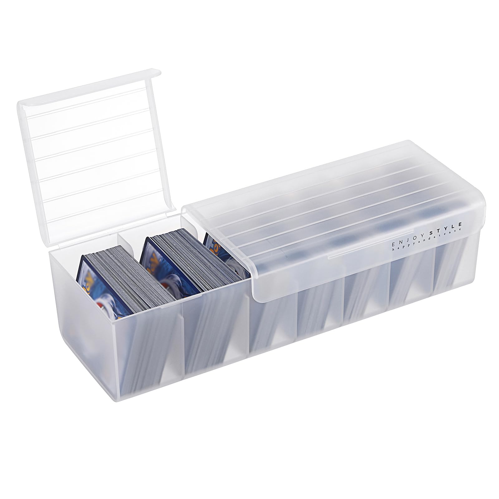 OwnMy White Plastic Trading Card Storage Box with Fixed Dividers, Holds 300+ Cards