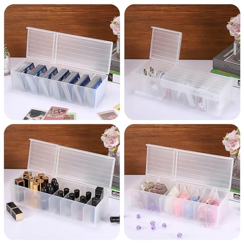 OwnMy White Plastic Trading Card Storage Box with Fixed Dividers, Holds 300+ Cards
