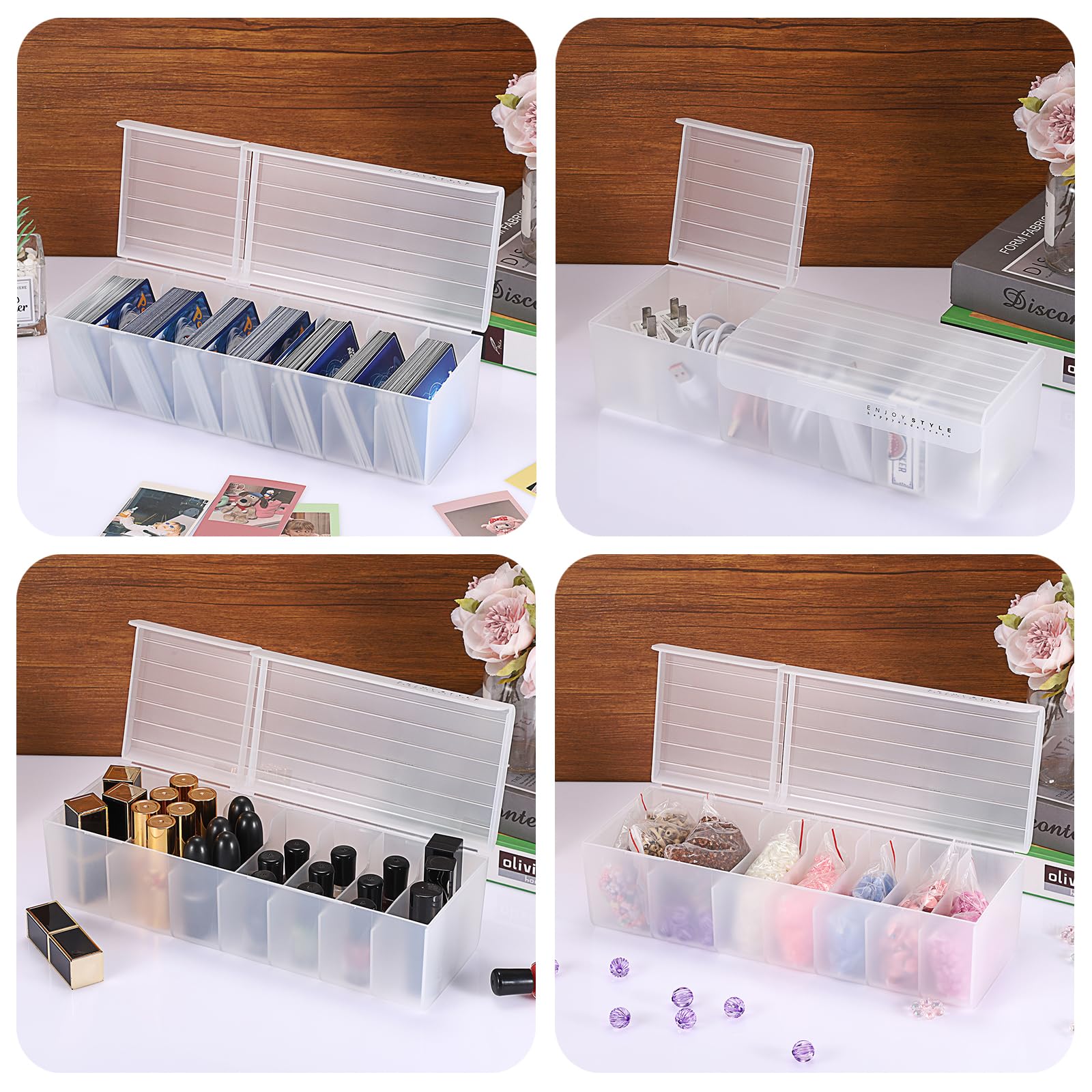 OwnMy White Plastic Trading Card Storage Box with Fixed Dividers, Holds 300+ Cards