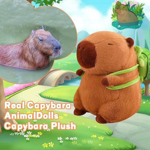 OZIF 10-Inch Capybara Plush with Turtle Backpack - Soft Stuffed Animal Toy for Kids