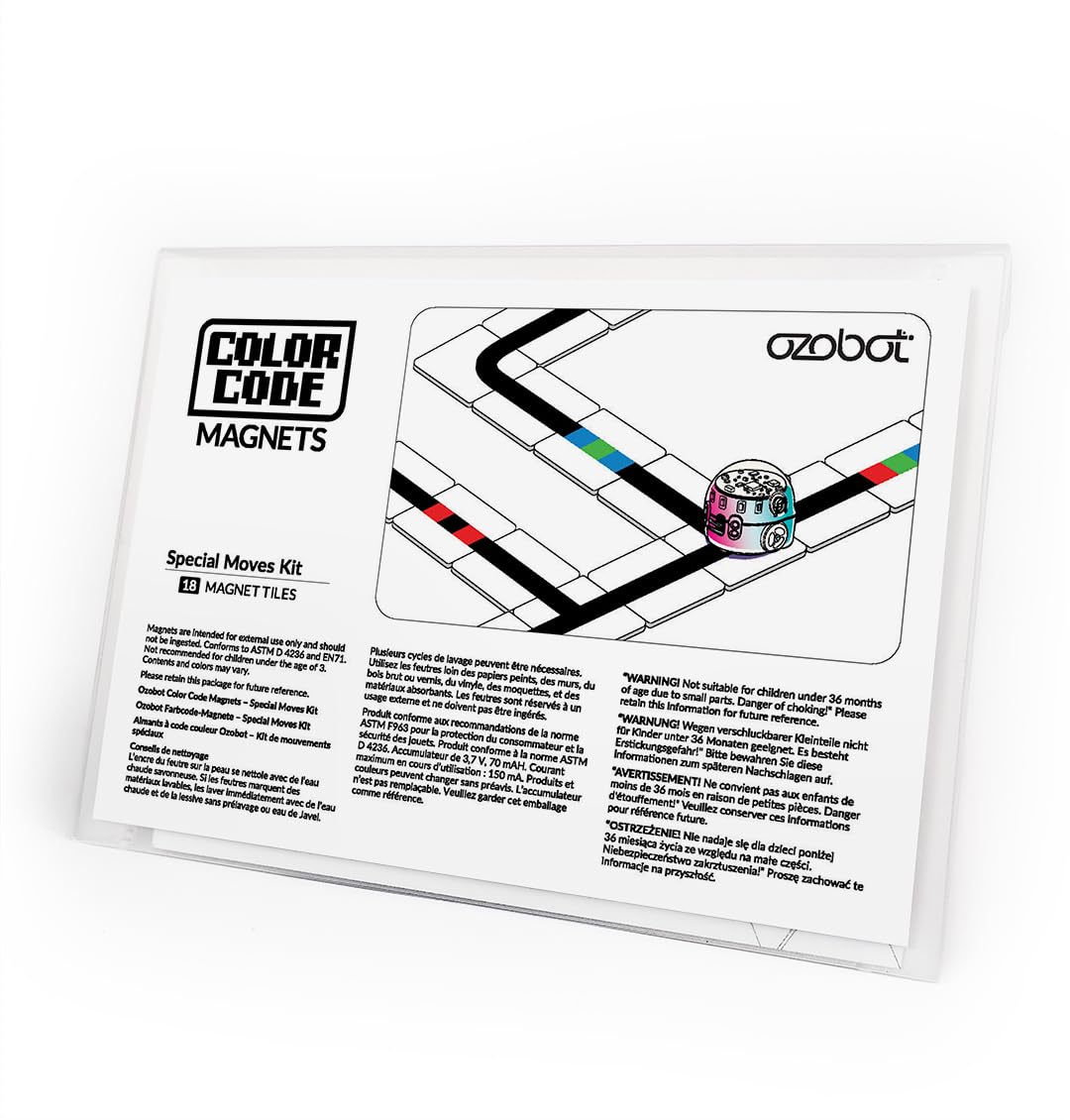 Ozobot Color Code Magnets Special Moves Kit - 18 Tile Coding Set for Kids Ages 3+