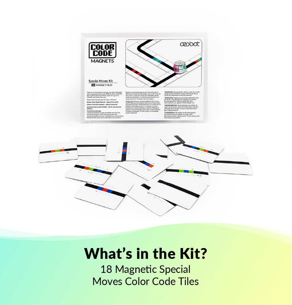Ozobot Color Code Magnets Special Moves Kit - 18 Tile Coding Set for Kids Ages 3+