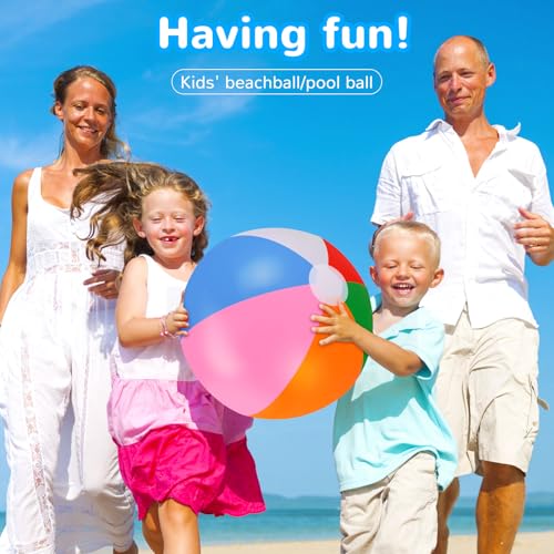 Pack of 6 Large 20-Inch Beach Balls – Classic Rainbow Colors for Pool, Party, and Toddler Play
