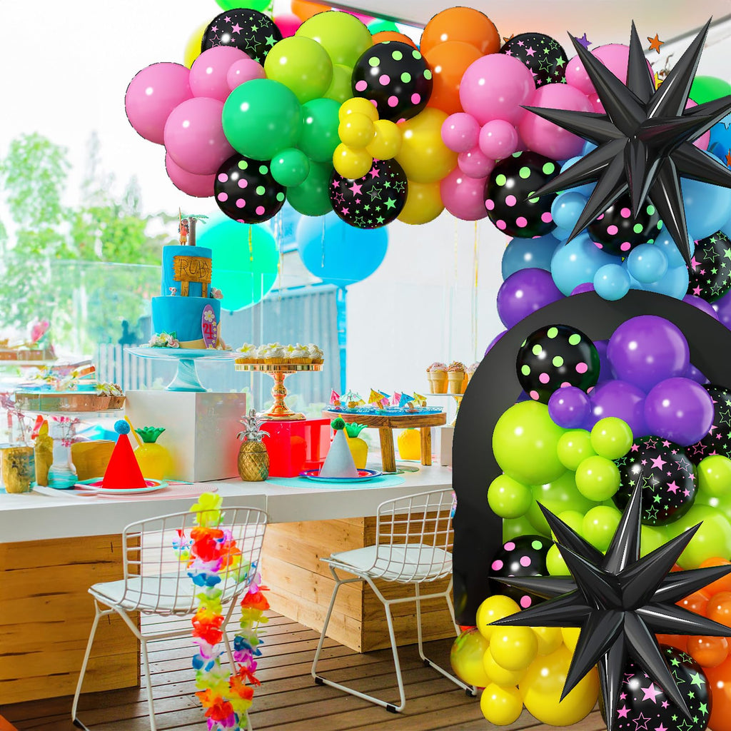 Paeyeq 137-Piece Rainbow Balloon Arch Kit with Glow-in-the-Dark Stars for Disco Parties