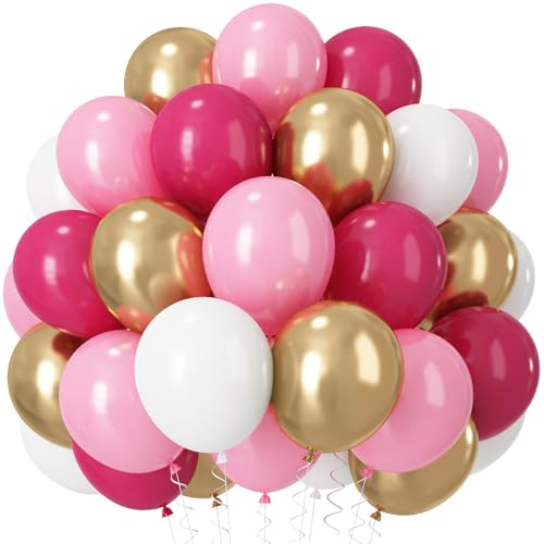Paeyeq Pink and Gold Balloons 60 Pack – 12 Inch Latex Balloons for Birthday, Wedding, Baby Shower Decorations