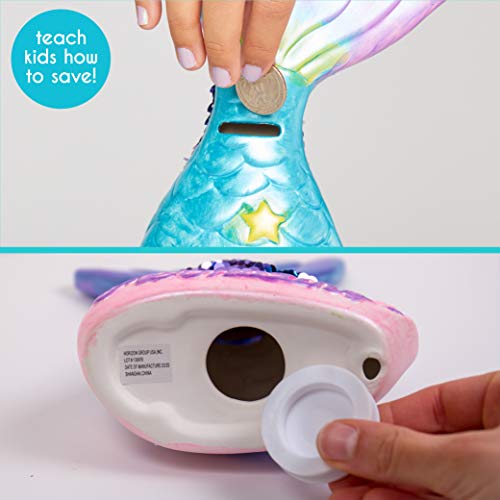 Paint Your Own Mermaid Coin Bank by Just My Style - Blue, with Metallic Paints & Sequin Decal