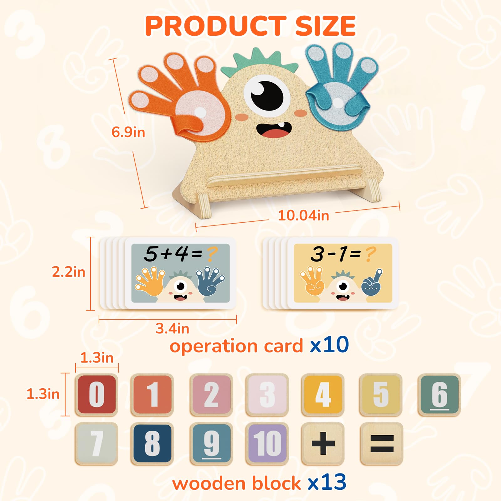 Paisure Finger Counting Math Toy for Kids 3-5 – Montessori Monster Toy with Number Blocks, Hands-On Addition & Subtraction Learning