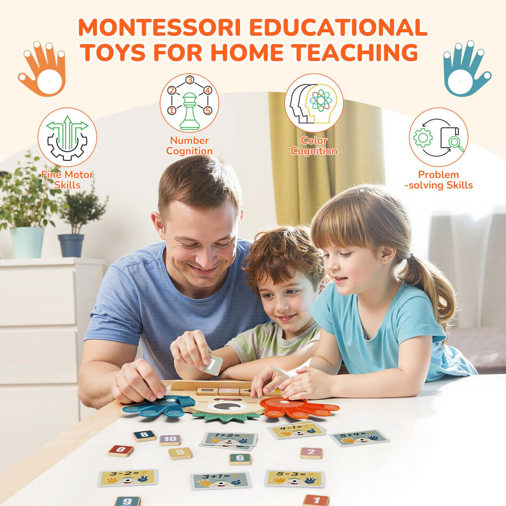 Paisure Finger Counting Math Toy for Kids 3-5 – Montessori Monster Toy with Number Blocks, Hands-On Addition & Subtraction Learning