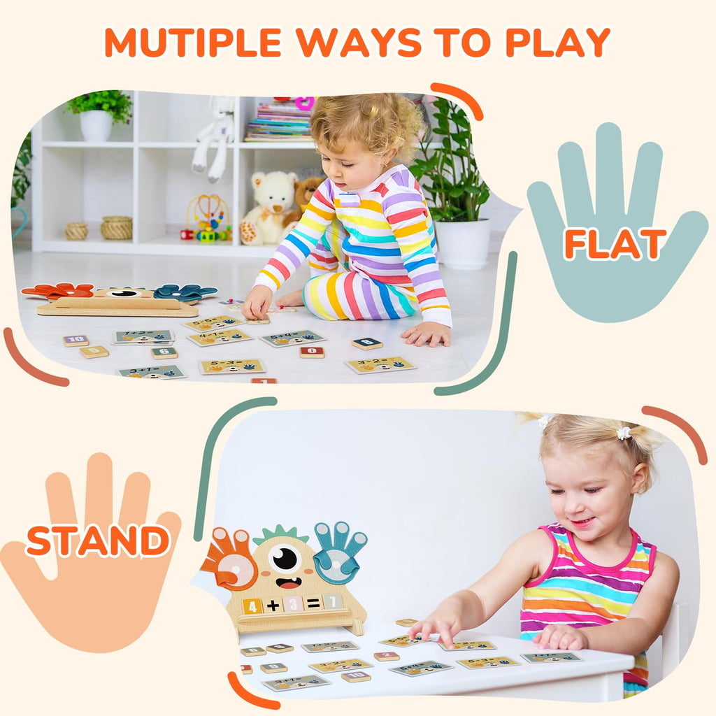 Paisure Finger Counting Math Toy for Kids 3-5 – Montessori Monster Toy with Number Blocks, Hands-On Addition & Subtraction Learning