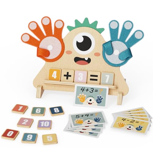 Paisure Finger Counting Math Toy for Kids 3-5 – Montessori Monster Toy with Number Blocks, Hands-On Addition & Subtraction Learning