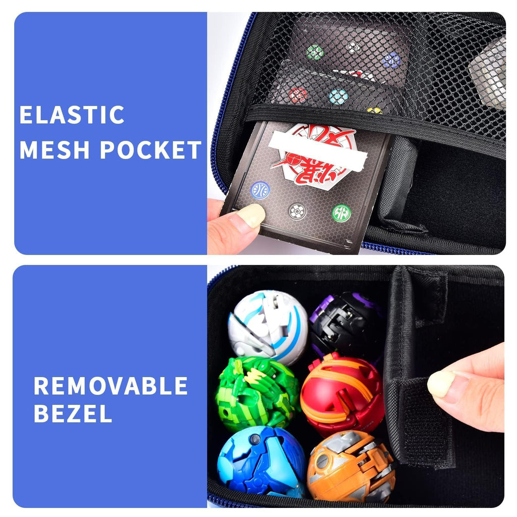 PAIYULE Bakugan Storage Case - Blue Faux Leather Organizer for BakuGear, Cards & Figures