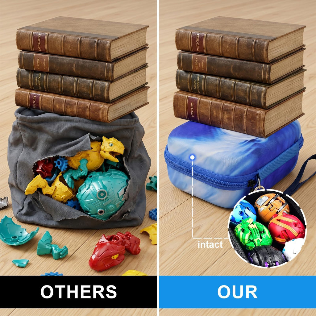 PAIYULE Bakugan Storage Case - Blue Faux Leather Organizer for BakuGear, Cards & Figures