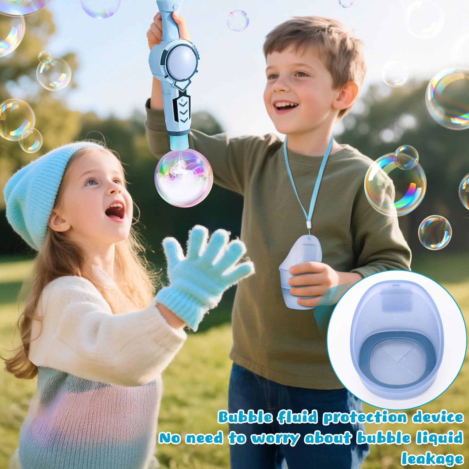 Palksky Fog Bubble Machine – Smoke-Filled Bubbles with Magic Gloves for Kids