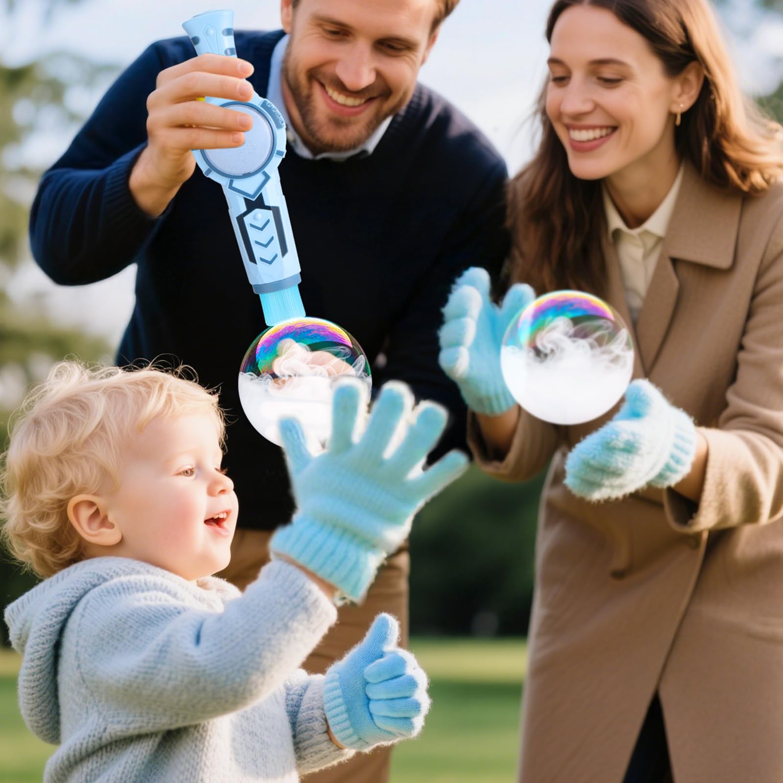 Palksky Fog Bubble Machine – Smoke-Filled Bubbles with Magic Gloves for Kids