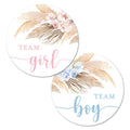 Pampas Grass Gender Reveal Stickers – 40 Labels (20 Pink, 20 Blue) by InvitationHouse